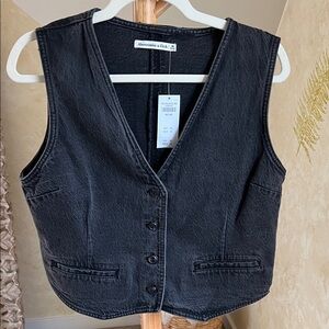 Abercrombie & Fitch Charcoal Denim Vest